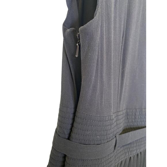 Leifsdottir Navy Blue Surplice Pleated Skirt Maxi Dress EUC Sz 6 Silk Belted - Picture 5 of 15